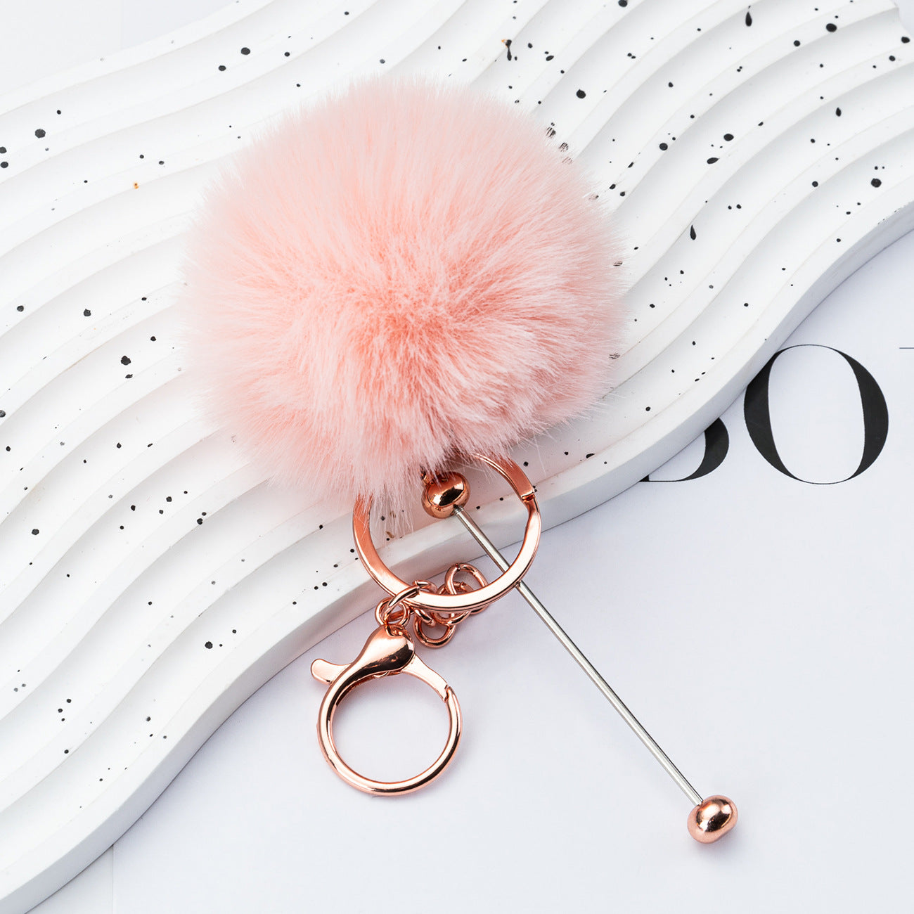 Beaded hairball keychain