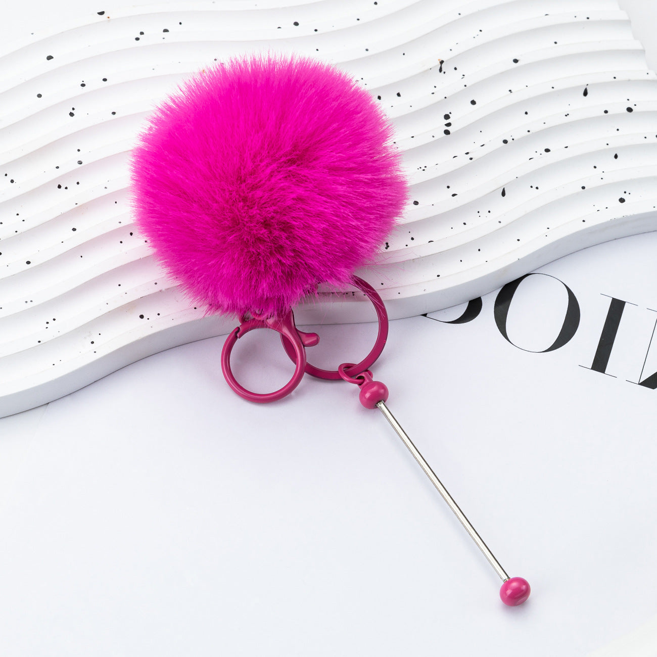 Beaded hairball keychain