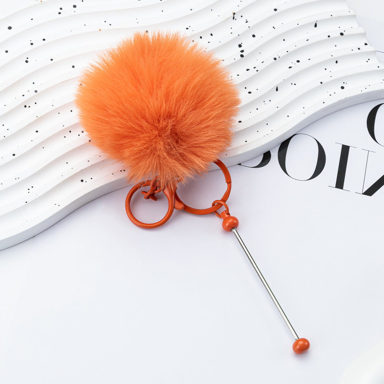 Beaded hairball keychain