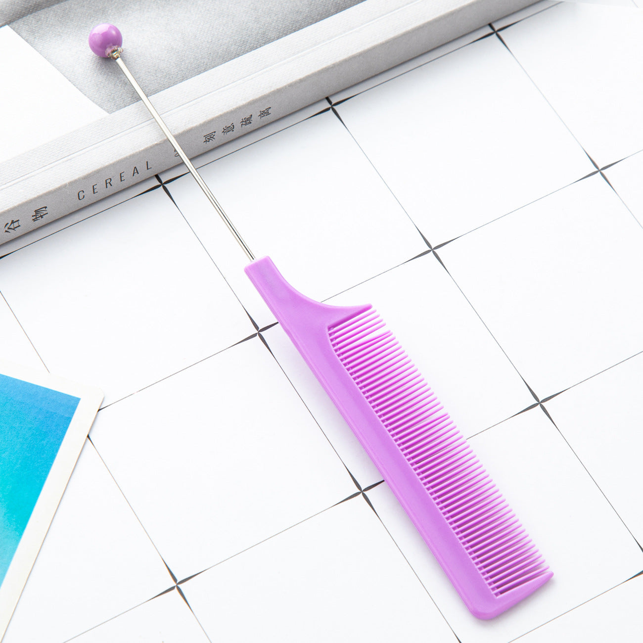 DIY beaded comb plastic pointed tail comb