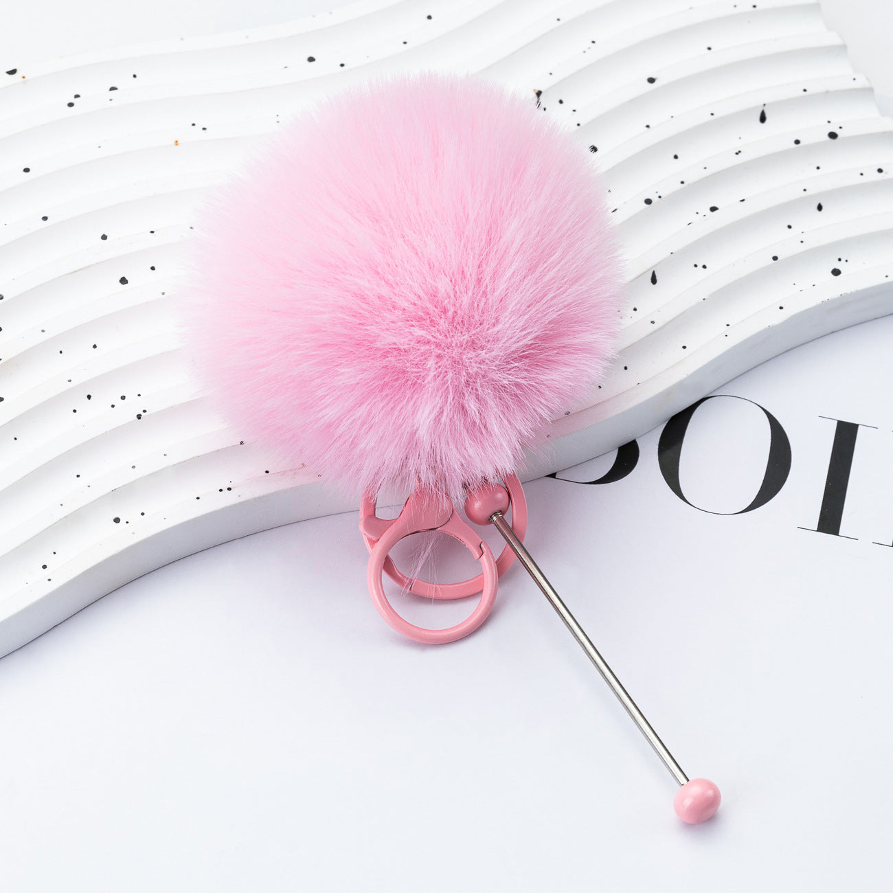 Beaded hairball keychain