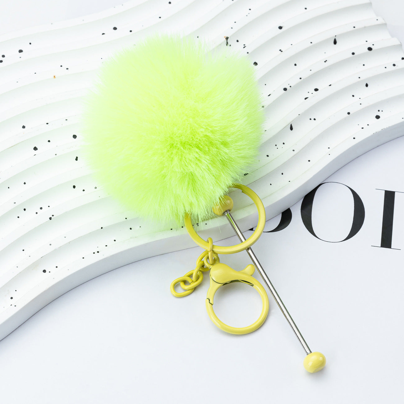 Beaded hairball keychain