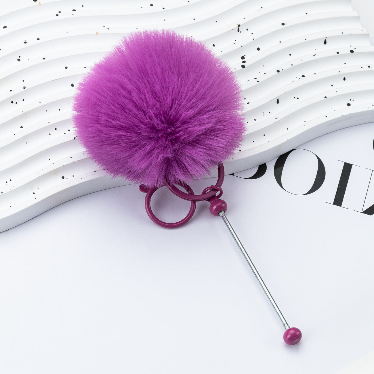 Beaded hairball keychain