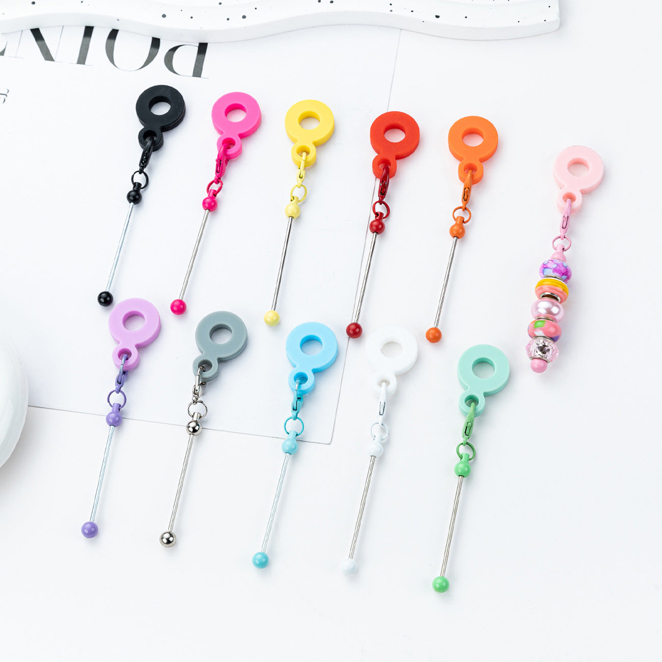 DIY beaded silicone straw pendant is suitable for 8mm-10mm water cup straw.
