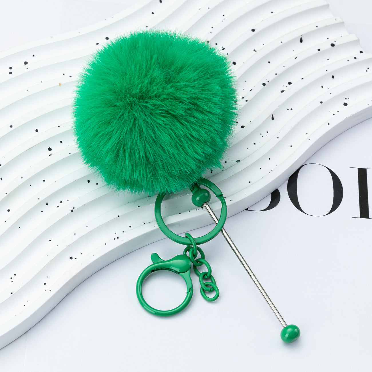 Beaded hairball keychain