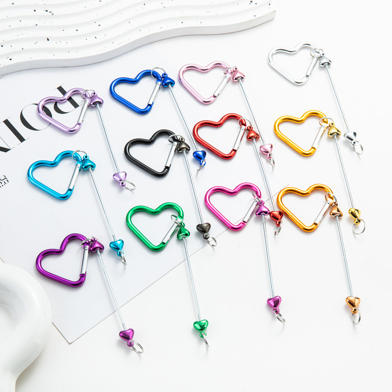 DIY love beaded mountaineering ring metal hook key card
