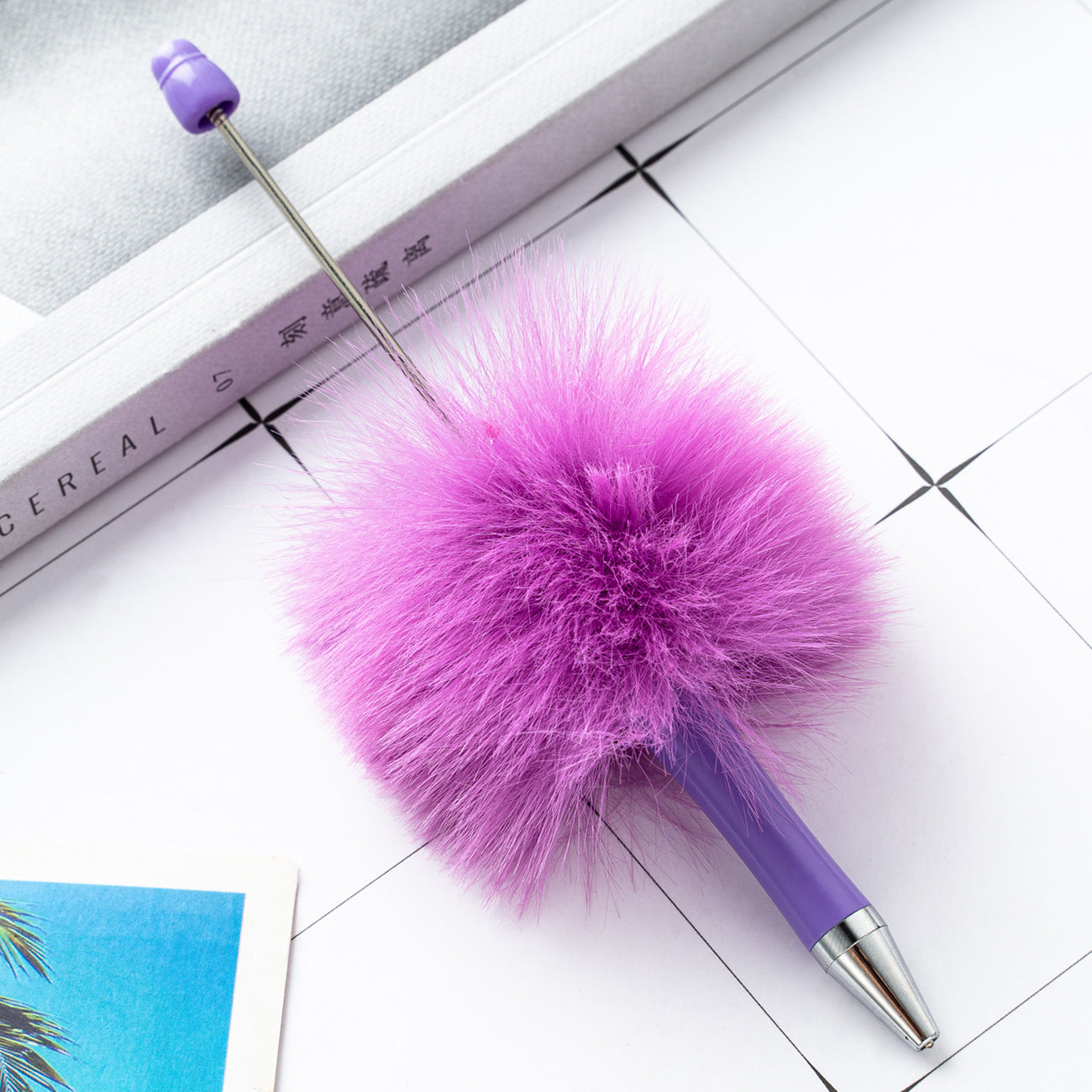 New creative DIY hairball beaded ballpoint pen (10pcs)