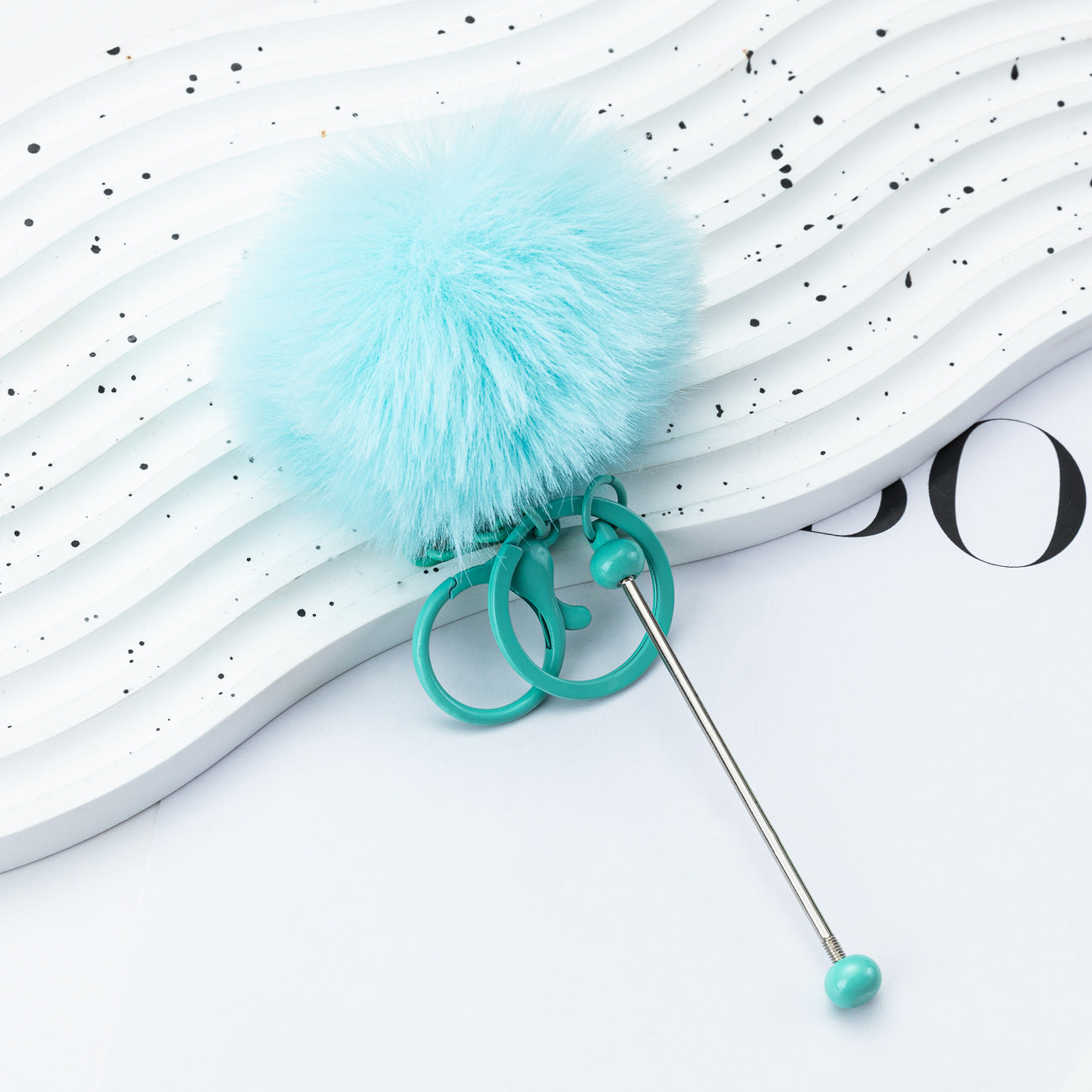 Beaded hairball keychain