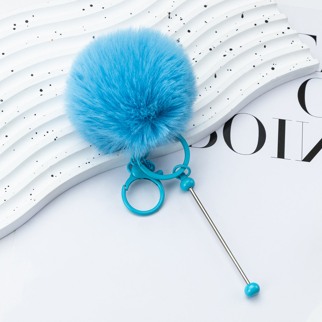 Beaded hairball keychain