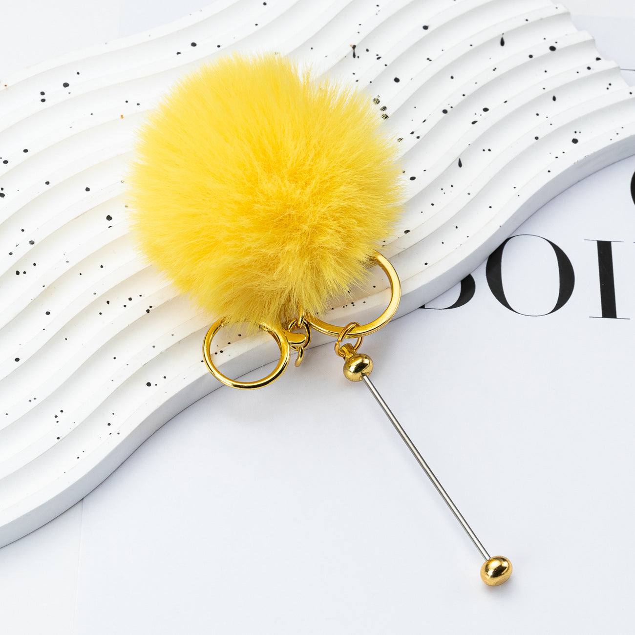Beaded hairball keychain