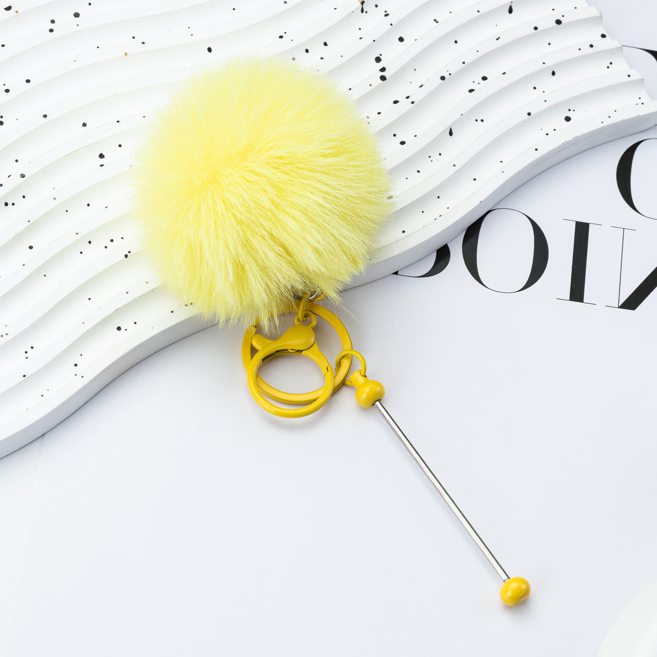 Beaded hairball keychain