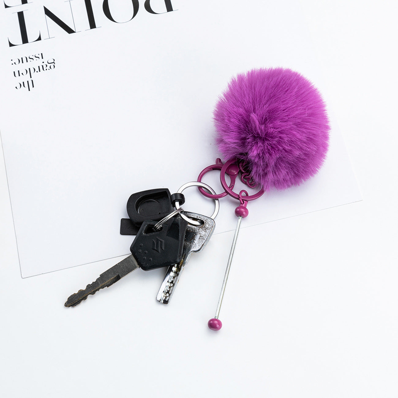 Beaded hairball keychain