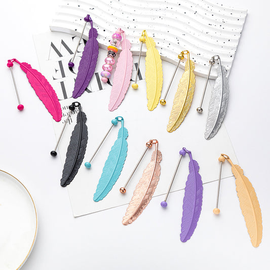 DIY beaded feather bookmark