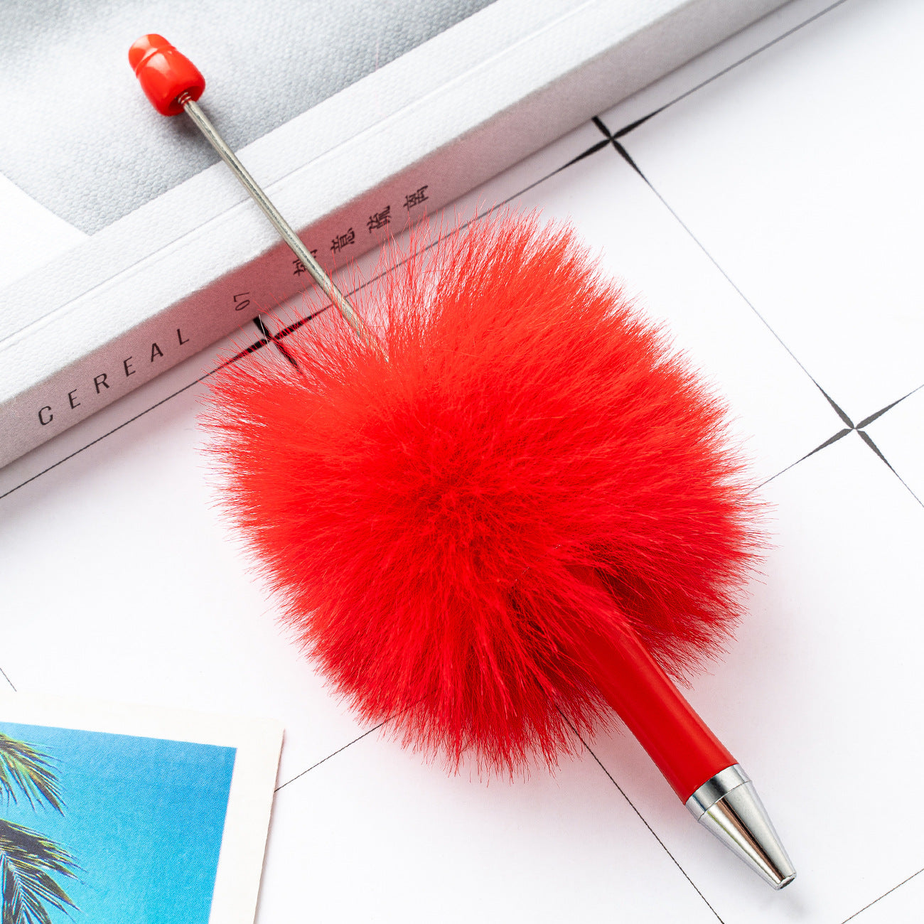 New creative DIY hairball beaded ballpoint pen (10pcs)