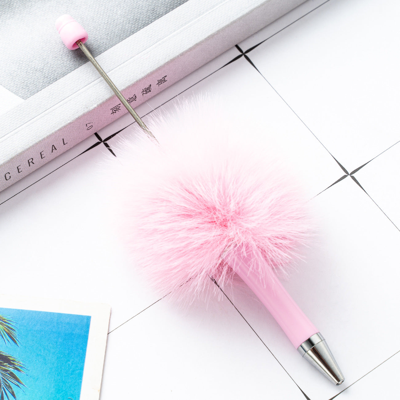 New creative DIY hairball beaded ballpoint pen (10pcs)